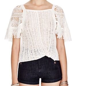 •donated• free people fringe crochet knit top